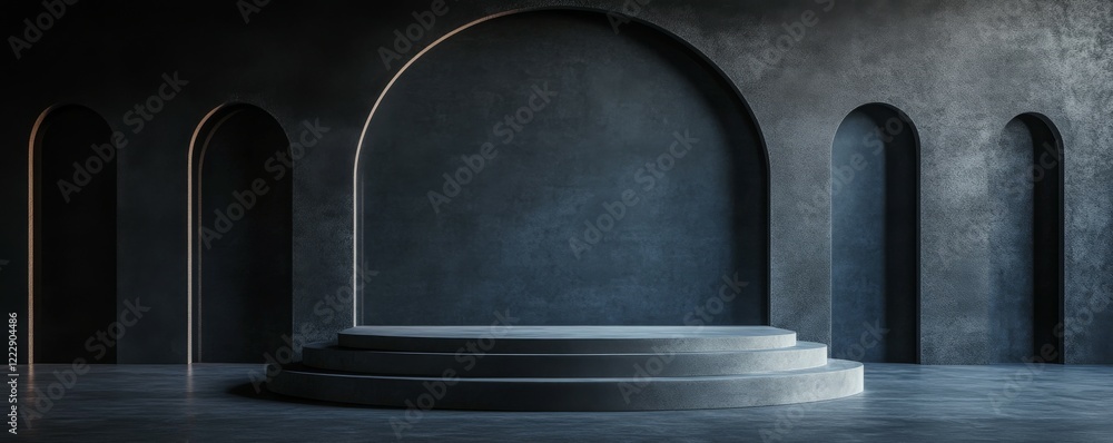 Aufkleber minimalist display area with dark textured background for product presentation