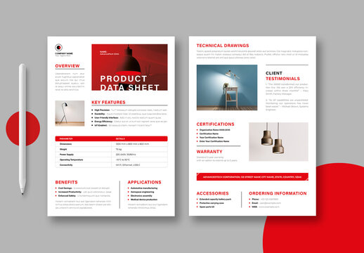 Product Data Sheet Template Layout