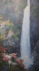 Waterfall outdoors painting nature.