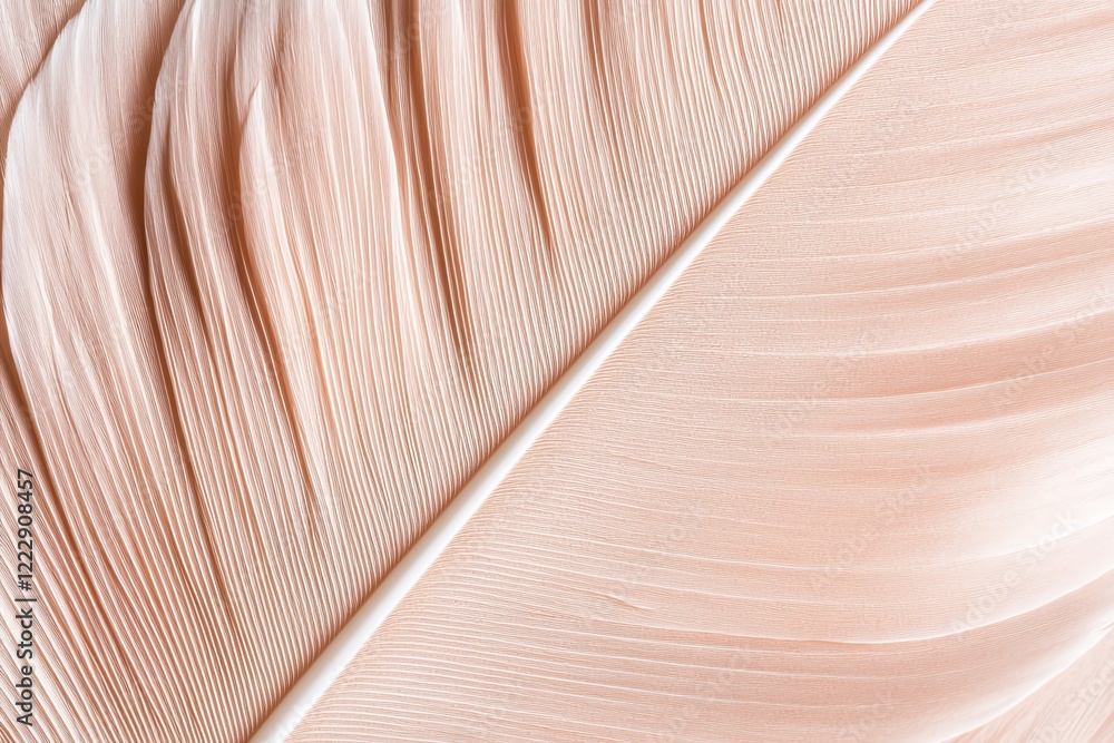 Poster a close-up view of a pale pink leaf, showcasing its intricate texture and patterns.