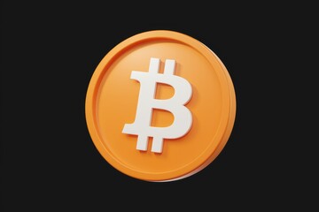 Obraz premium 3D rendering of an orange Bitcoin coin with a white Bitcoin symbol.