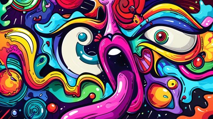 Psychedelic Acid Party with Techno Music and Free Flying Trip