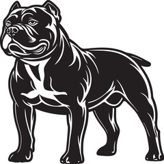 American Bully Dog Silhouette in Black and White