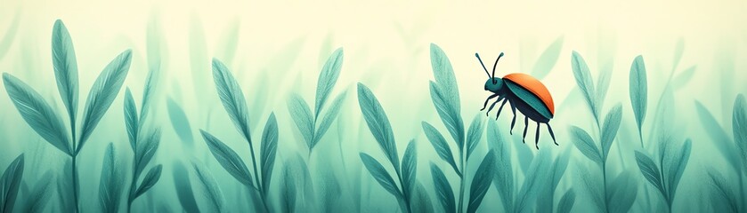 A colorful insect perched on lush green grass, showcasing nature's vibrant beauty.