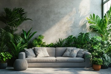 High Quality Picture of a House with a Lot of Plants and a Couch