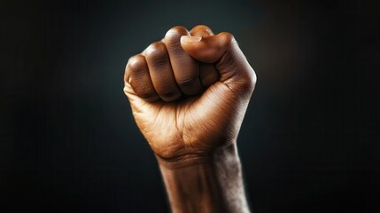 A close-up image of a clenched fist symbolizing determination and strength, contrasted against a captivating dark backdrop that enhances its visual impact.
