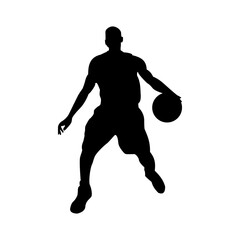 Abstract basketball player man in action isolated white background. Vector illustration silhouette