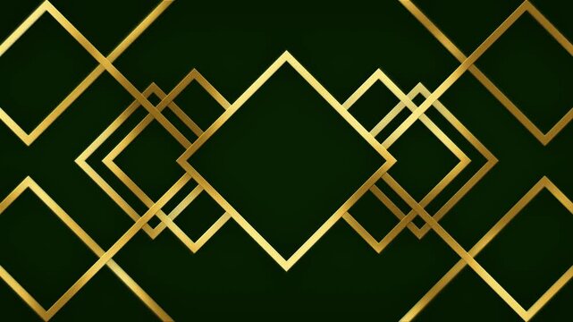 Elegant gold figures on rich green background, 4k seamless loop motion animation
