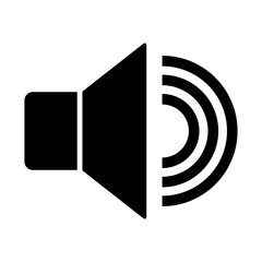 Illustration showing a black sound icon on a white background