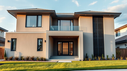 Modern Two-Story Home with Contemporary Design and Landscaping