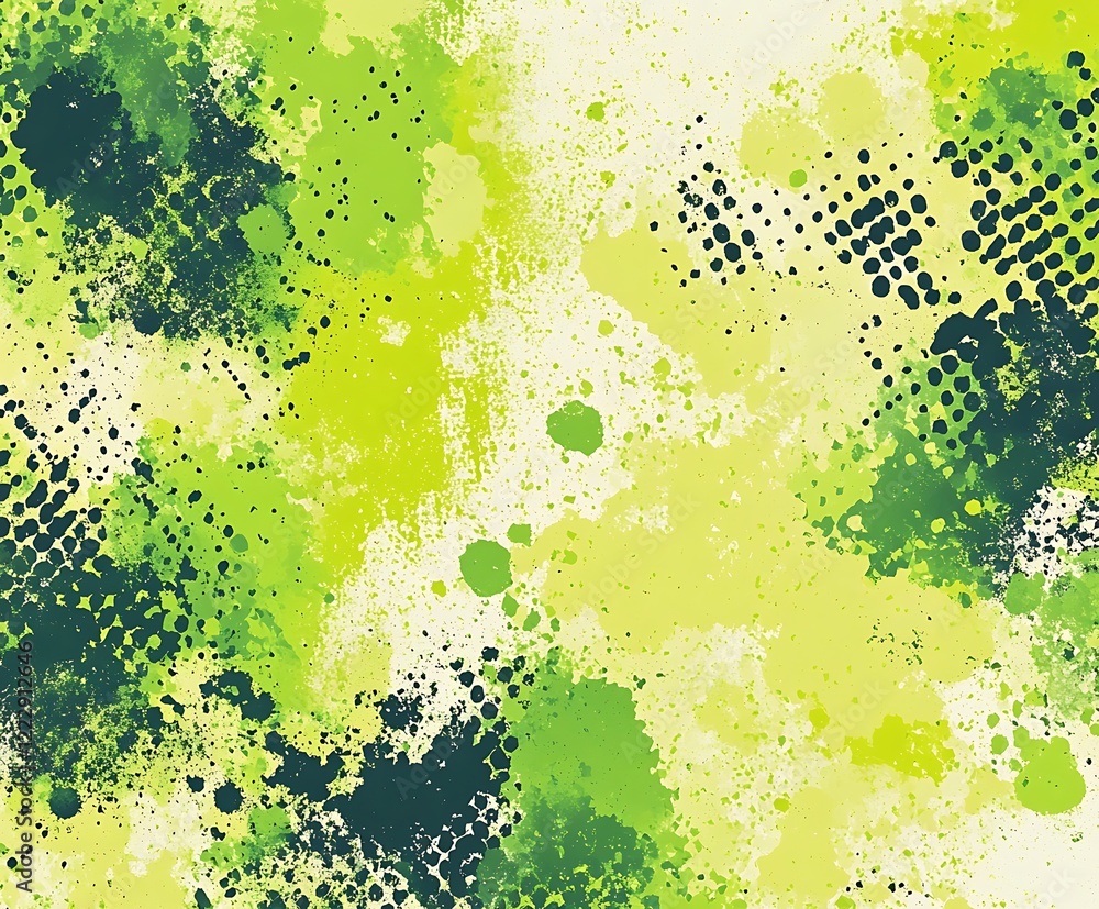 Wall mural abstract halftone pattern vector design in lemon green dots, with green dots in circular shapes, per