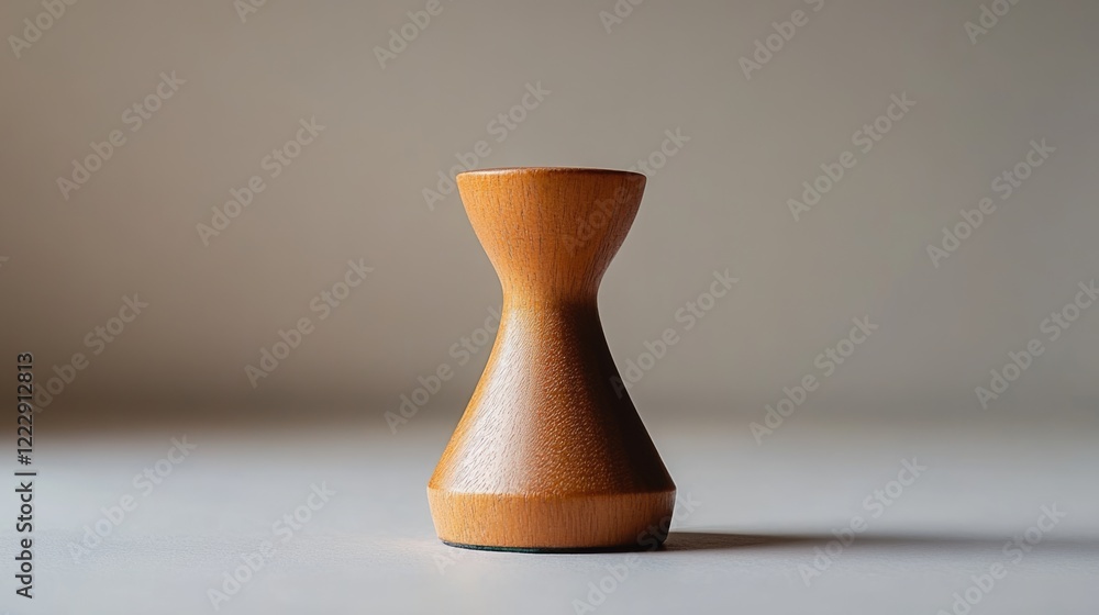 Poster Elegant wooden chess piece highlighting minimalism with ample empty space for text and branding in a serene background.