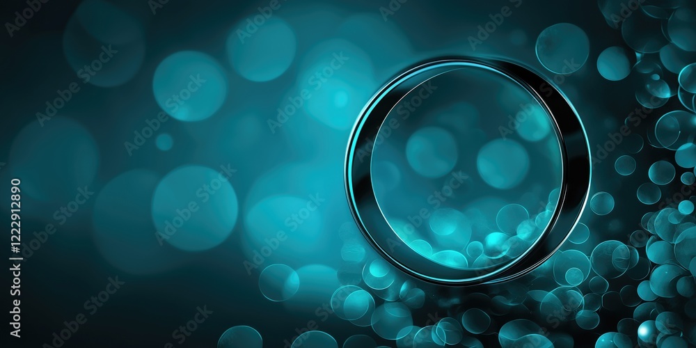 Poster a captivating abstract background featuring a circular ring surrounded by vibrant blue bokeh lights,