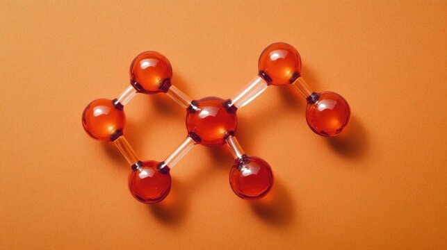 Close up of a vibrant formic acid molecular structure with ample negative space suitable for text or graphic overlay