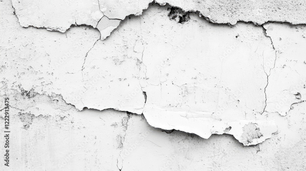 Aufkleber cracked white wall texture background with empty copy space for creative text and design elements