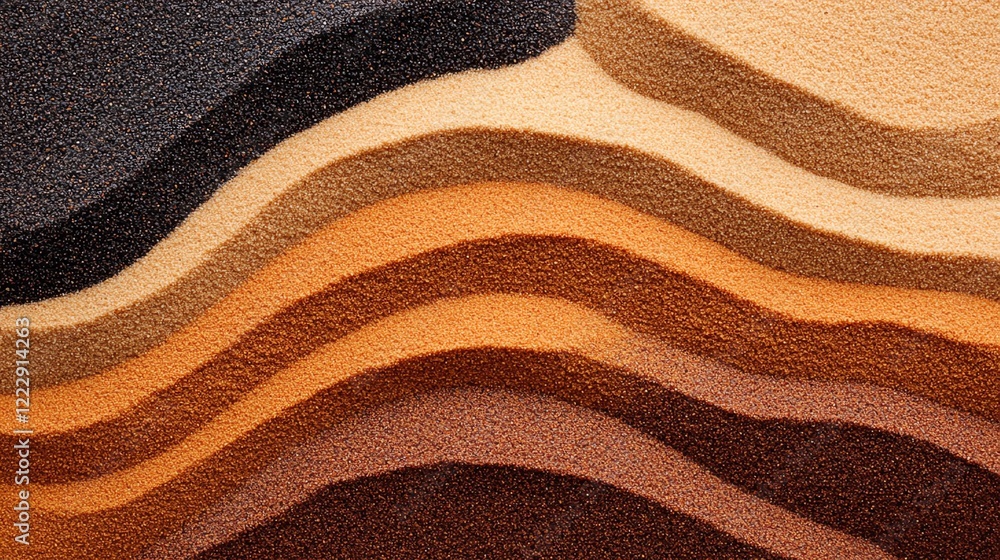 Poster abstract layers of sand create a visually striking textured background.