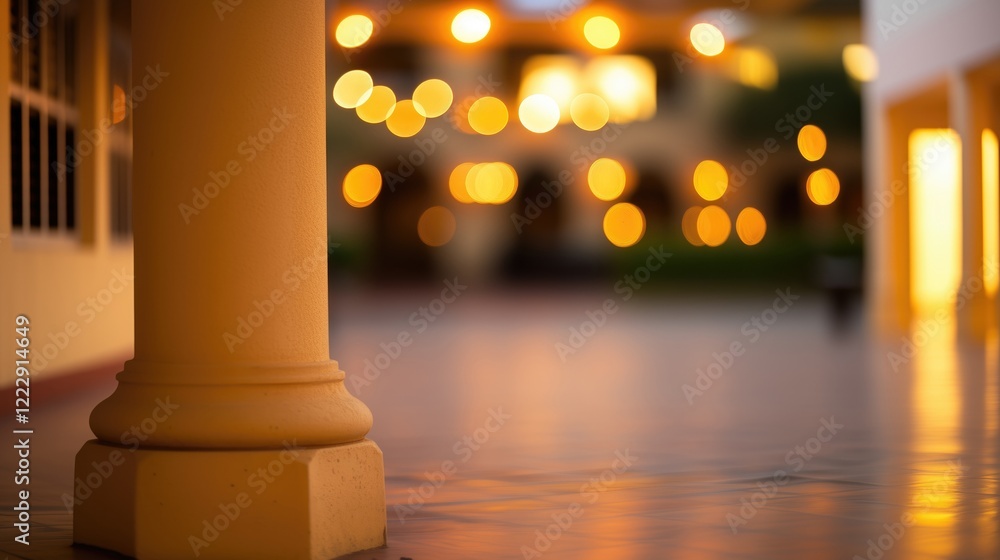 Aufkleber a beautifully lit courtyard with bokeh lights creating a warm and inviting atmosphere, showcasing ar