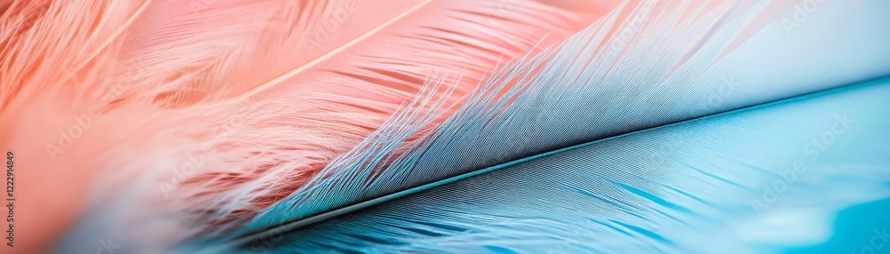Poster beautiful close-up of colorful feathers showcasing delicate patterns and textures.