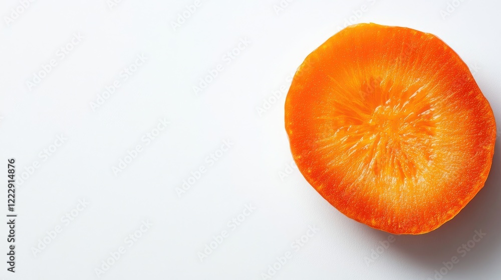 Poster Halved orange carrot on a clean white background showcasing vibrant color with ample space for text or design elements