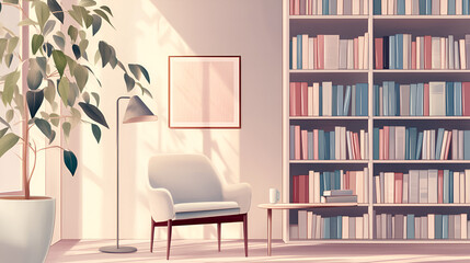 Elegant Modern Office Setup with Bookshelves,
Cozy and Contemporary Home Office with Bookshelves