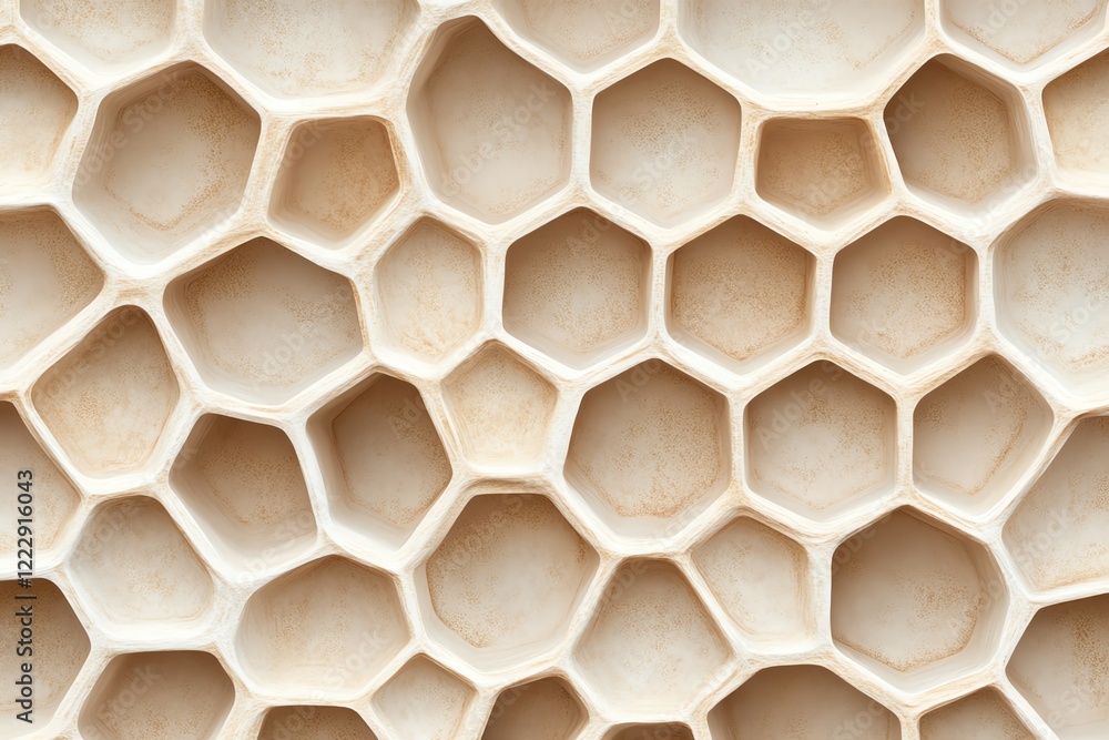 Poster close-up of a honeycomb pattern showcasing unique geometric structures.
