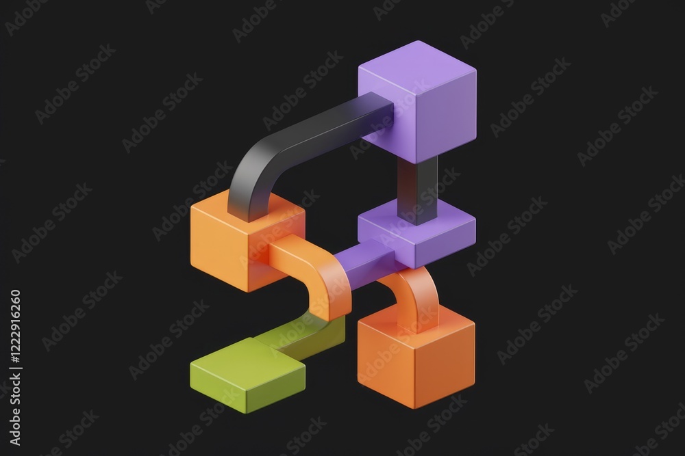Poster Abstract 3D rendering of interconnected colorful cubes forming a complex network.