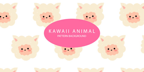 kawaii animal pattern background design. bear, deer, fox, bird, dog, hippo, parrot, pig, cow. textile pattern.  Cartoon animal Vector illustration for kids forest background with rain dots
