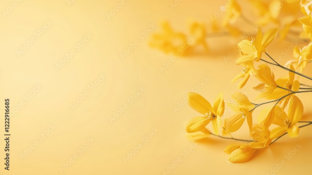Poster vibrant close-up of yellow acacia flowers on a soft background with ample space for text and design 