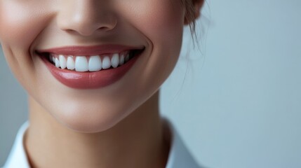 Smiling female customer service representative showcasing a friendly demeanor with space for text and branding in a professional setting