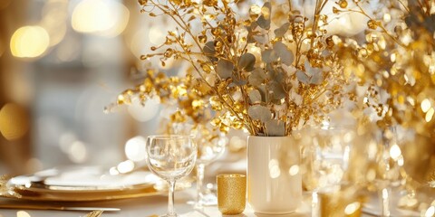 Table setting with flowers and wine