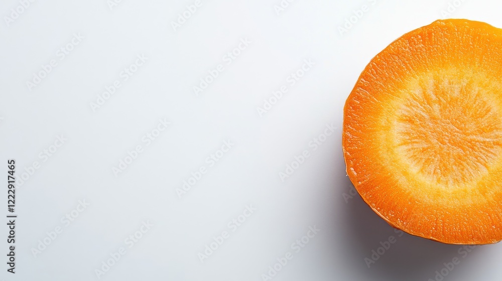 Poster Halved carrot close up on white background with ample space for text highlighting freshness and healthy eating options