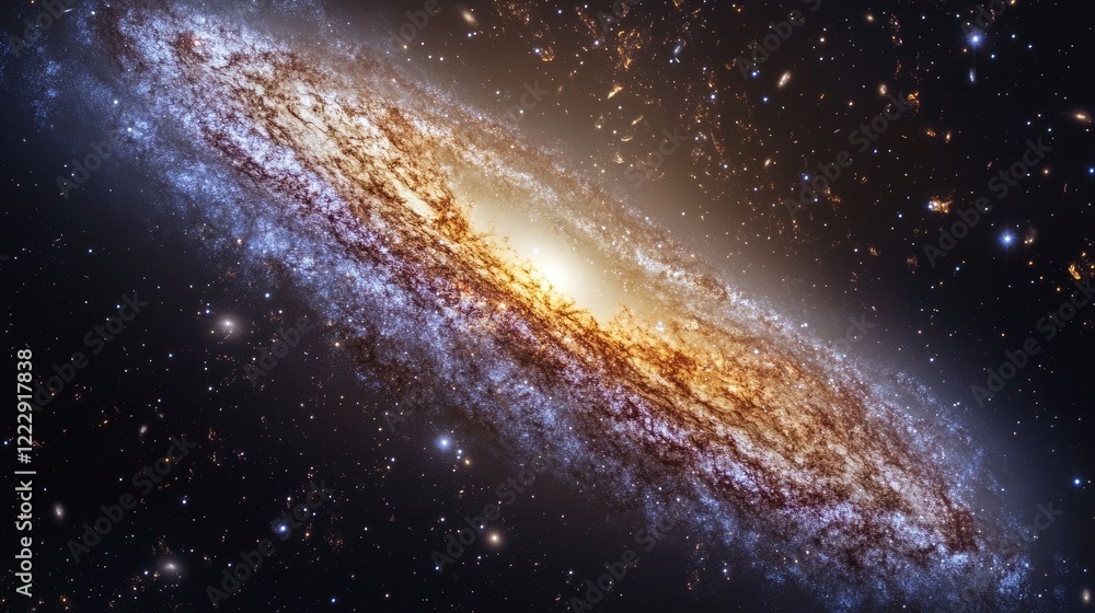 Poster close up of a stunning galaxy in cosmic space with vibrant colors and a vast emptiness perfect for t
