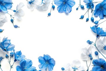 Elegant blue floral border - obrazy, fototapety, plakaty