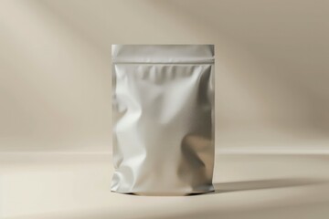 Blank Foil plastic pouch coffee bag on white background. Packaging template mockup. High definition photo