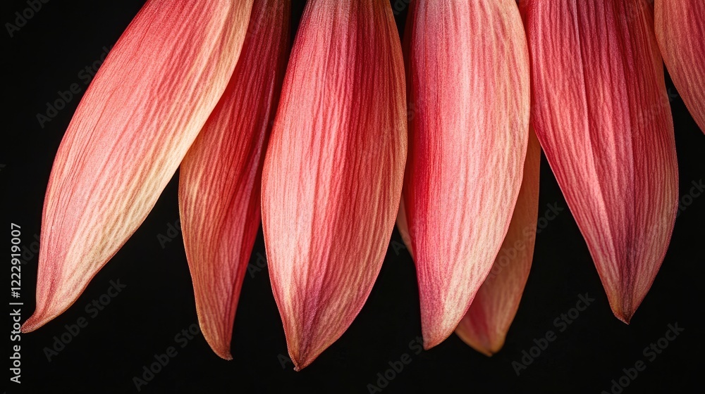 Poster Close up of delicate pink flower petals against a dark background highlighting texture and color with space for text or branding.