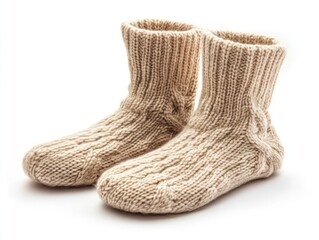Knitted Socks White Background,