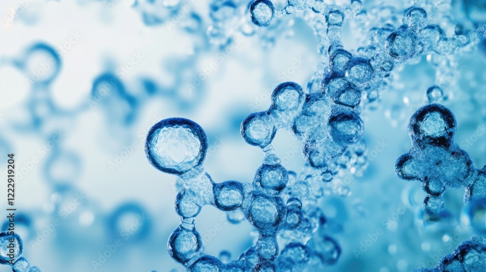 Poster high definition close up of water bubbles with a soft blue background ideal for highlighting nutriti