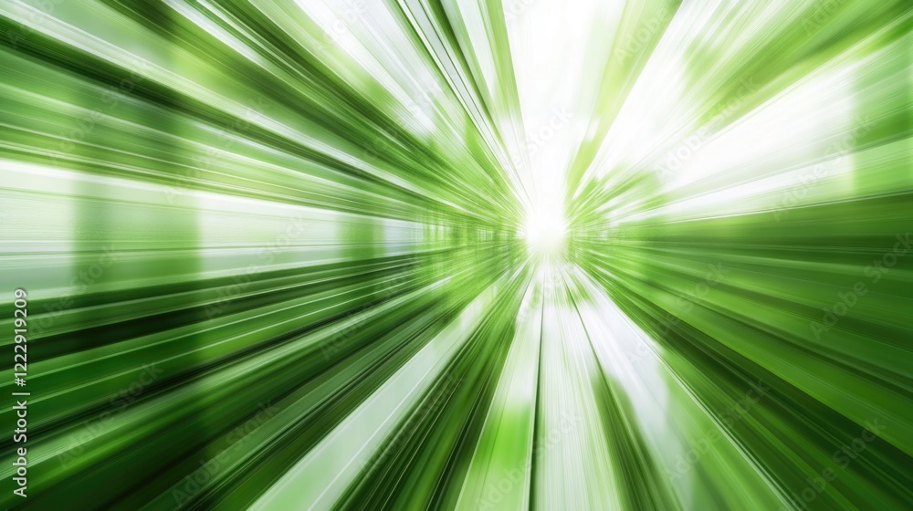 Poster green skyscraper with motion blur effect creating a dynamic abstract background featuring ample empt