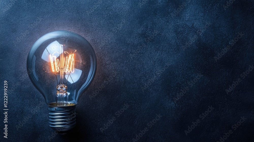 Aufkleber glowing vintage light bulb illuminating dark surface with ample empty space for creative text or des