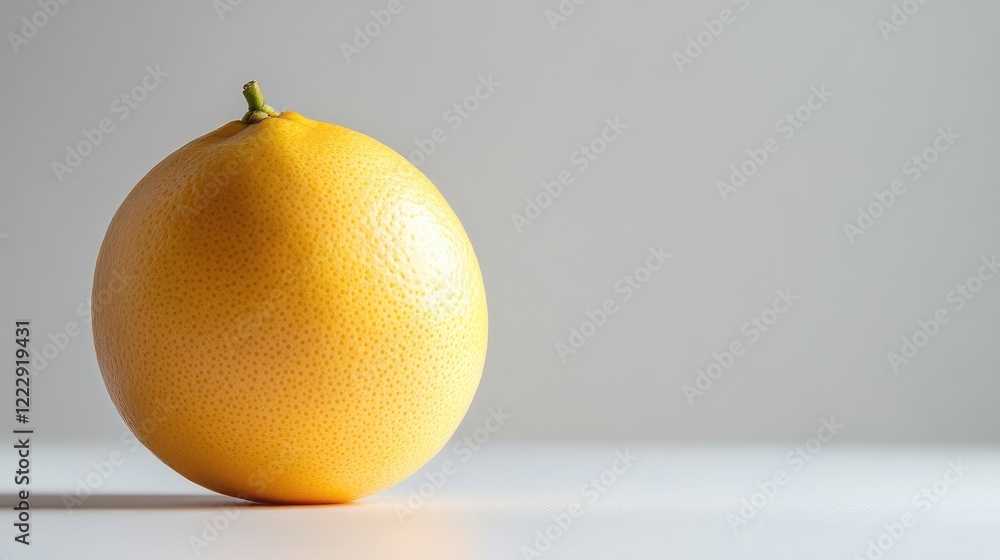 Poster Fresh grapefruit on a minimalist white background showcasing texture and color with ample space for text overlay and creative design elements