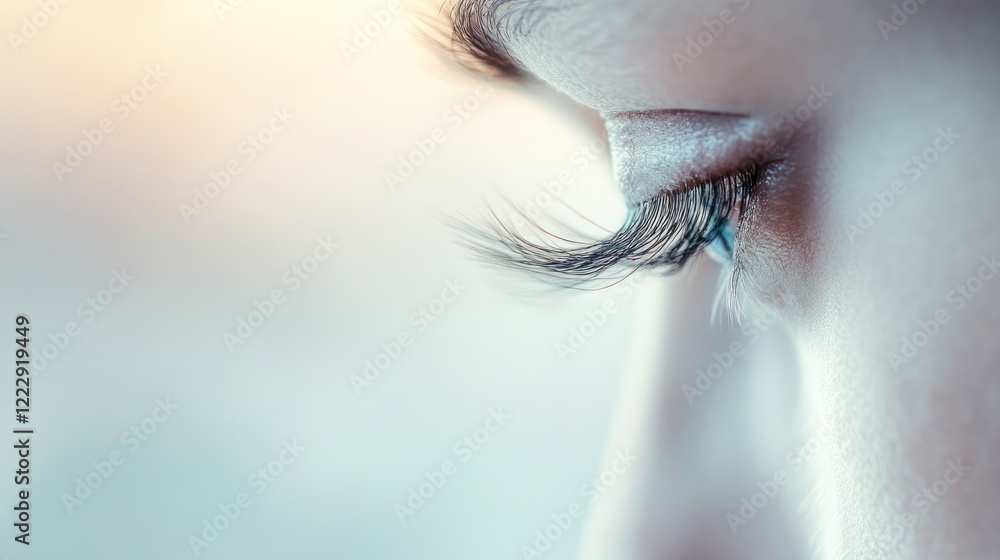 Poster close up of an eye with long lashes and soft focus background ideal for text placement and artistic 
