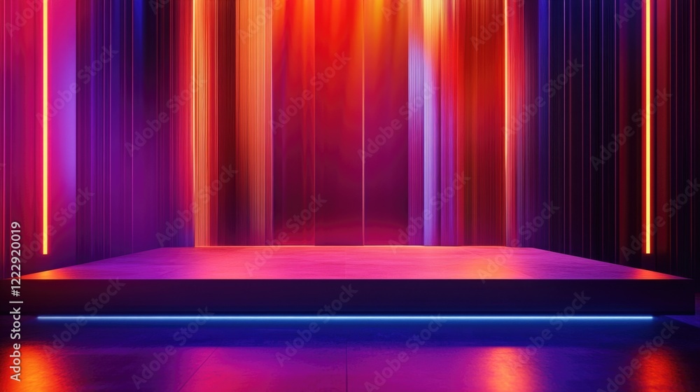 Poster modern stage design featuring vibrant lighting effects with empty space for text and announcements i