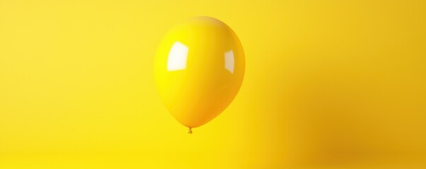 A vibrant yellow balloon floats against a matching yellow background, creating a cheerful and uplifting visual effect.
