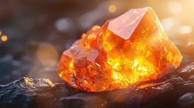 Vibrant fire opal with striking reds and oranges illuminated by abstract backlighting ideal for gemstone or jewelry design marketing material