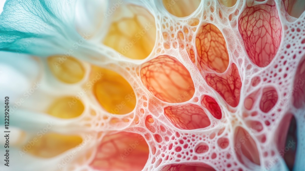Poster Detailed close-up of flower anatomy showcasing vibrant colors and intricate patterns with ample space for text placement.