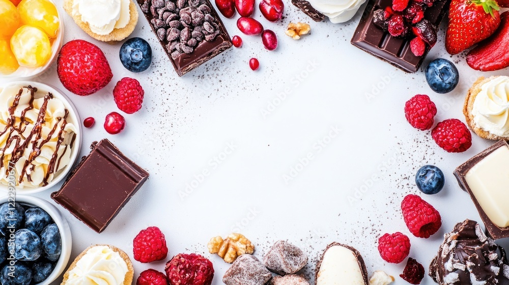 Poster dessert selection for family gatherings with empty space for custom text and creative advertising