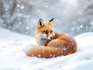 Obraz premium red fox in snow