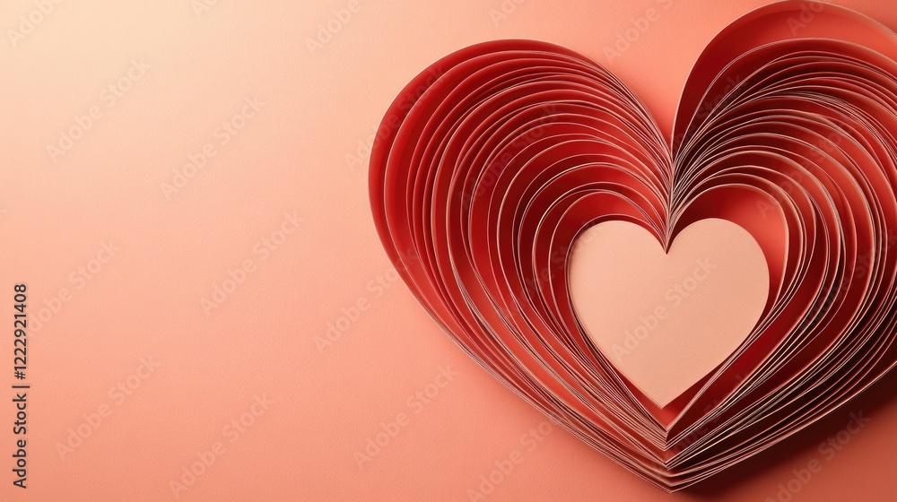 Poster Intricate paper cut heart design on soft background with ample space for personalized text or messages in a romantic context