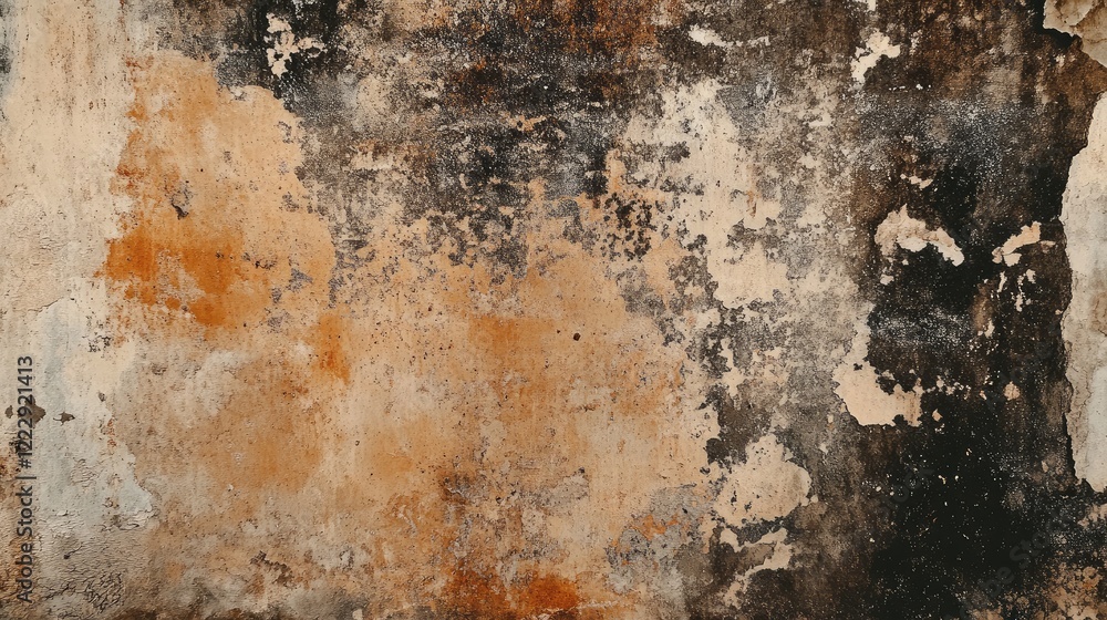 Poster Textured grunge wall with abstract patterns and colors providing ample empty space for creative text placement or artistic overlay