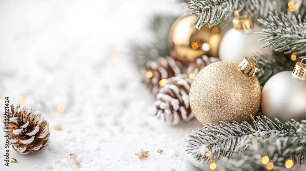 Aufkleber new year desktop calendar with festive decorations and empty space for text on a white background sh